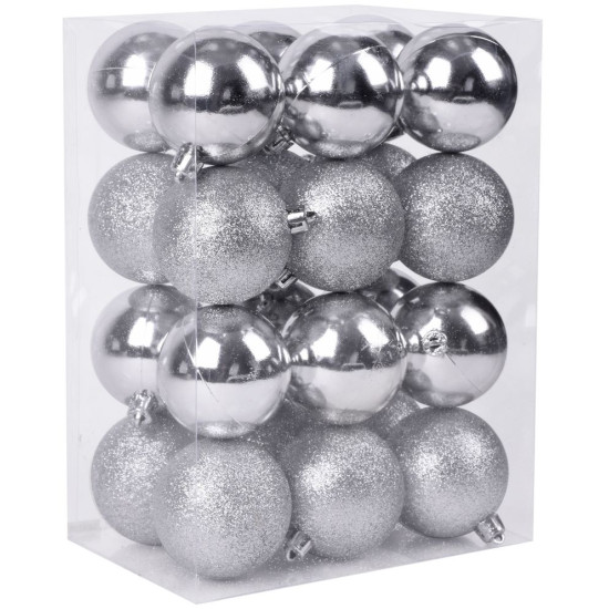 Ball MagicHome, 24 pcs, 6 cm, silver, for Christmas tree Ball MagicHome, 24 pcs, 6 cm, silver, for Christmas tree