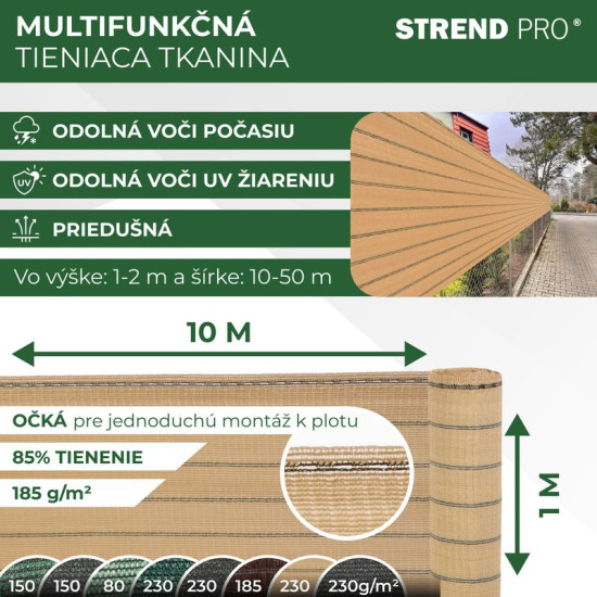 Varjutusvõrk GoldScreen WE 1,0x10 m, UV, 185 g/m2, beež Varjutusvõrk GoldScreen WE 1,0x10 m, UV, 185 g/m2, beež