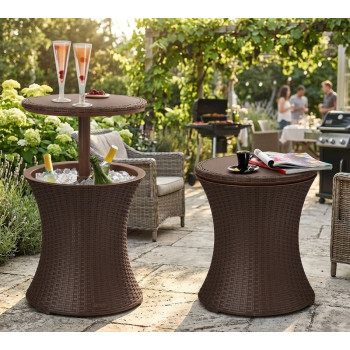 Bar Keter® COOL BAR RATTAN, brown whiskey, 49x49x57/82 cm,