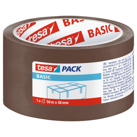 Teip tesa® BASIC, pakendamiseks, liim, pruun, 48 mm, L-50 m