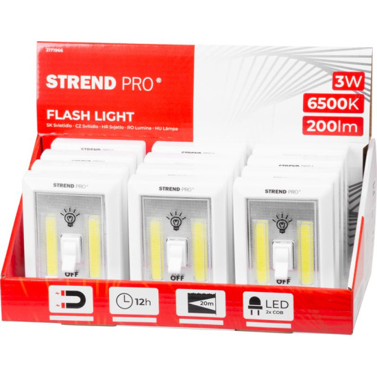 Lamp Strend Pro Switchlight SL1063, 2xCOB 200 lm, 3xAAA, lülitiga, karbis 12 tk.