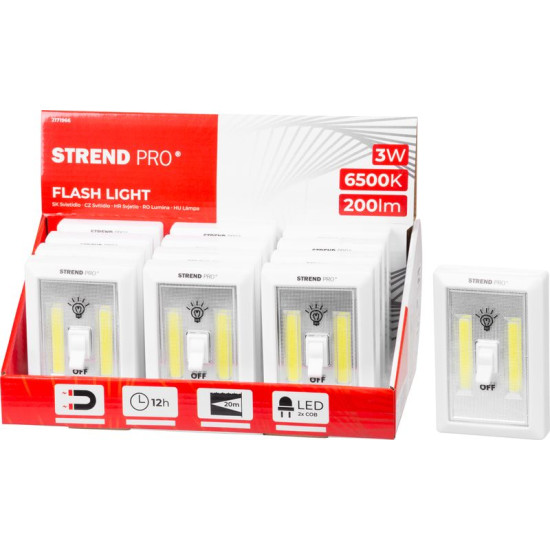 Lamp Strend Pro Switchlight SL1063, 2xCOB 200 lm, 3xAAA, lülitiga, karbis 12 tk.