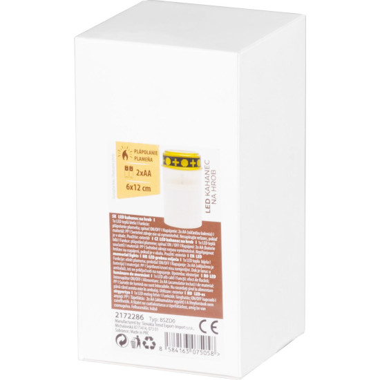 Candle MagicHome TG-10, with LED candle, for the grave, white, 12 cm, (part of the package 2xAA) Candle MagicHome TG-10, with LED candle, for the grave, white, 12 cm, (part of the package 2xAA)