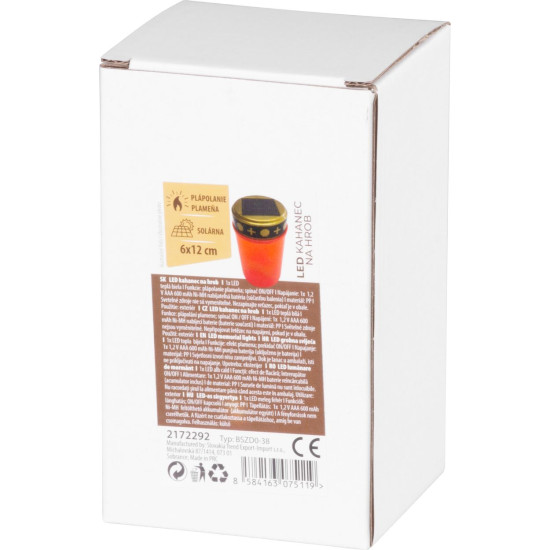 MagicHome TG-62 lamp, with LED candle, for the grave, red, solar charging