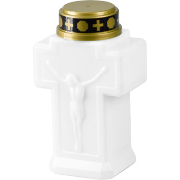 Candle MagicHome, cross, LED, for the grave, white, 2xAA, 15x9 cm, (part of the package 2xAA)