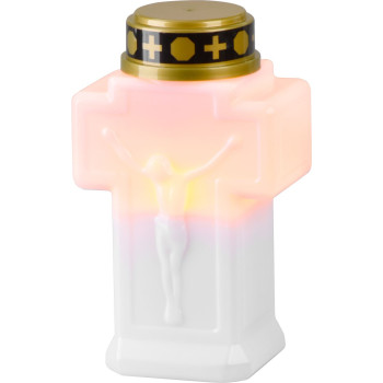 Candle MagicHome, cross, LED, for the grave, white, 2xAA, 15x9 cm, (part of the package 2xAA)