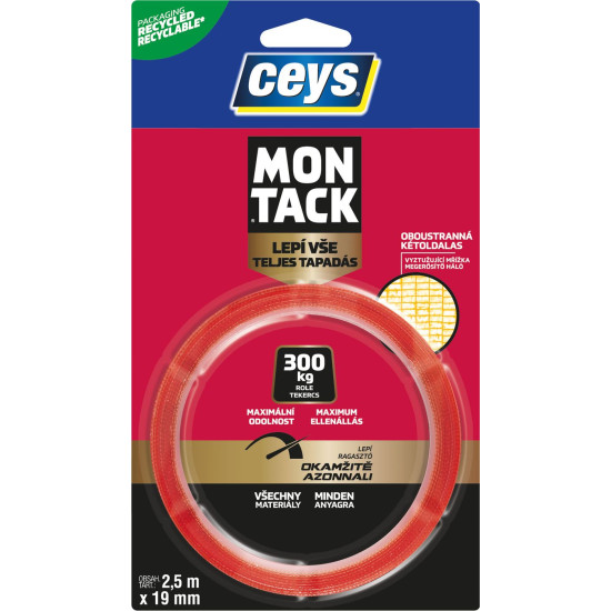 Ceys tape MONTACK GLUES EVERYTHING INSTANTLY, assembly, adhesive, 2.5 m x 19 mm Ceys tape MONTACK GLUES EVERYTHING INSTANTLY, assembly, adhesive, 2.5 m x 19 mm