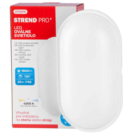 Strend Pro vaheseinalamp, SMD LED 2835, 1600 lm, lakke ja seinale, ovaalne, IP65