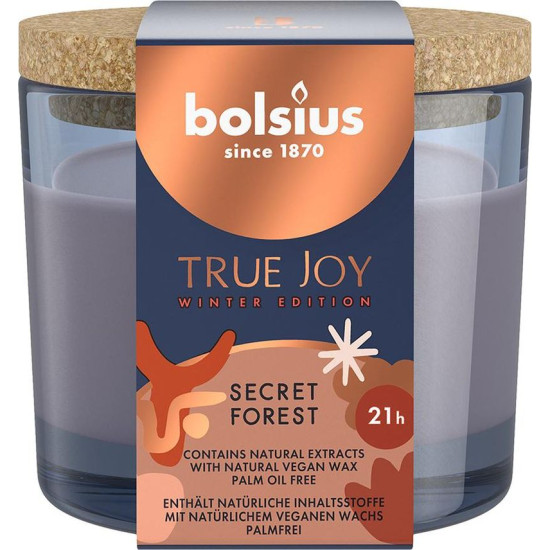 True Joy Secret Forest bolsius candle, scented, 66/83 mm, in glass