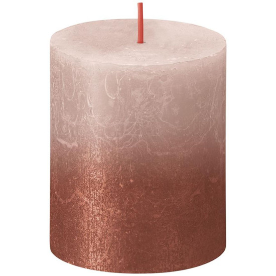 Candle Bolsius Rustic, cylindrical, Christmas, Sunset Misty Pink+ Amber, 80/68 mm