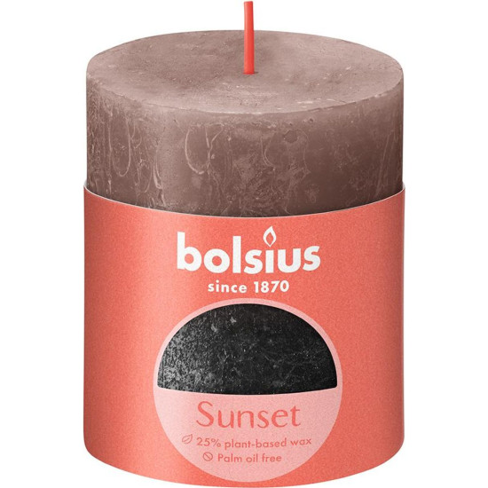 Candle Bolsius Rustic, cylindrical, Christmas, Sunset Creamy Caramel+ Anthracite, 80/68 mm