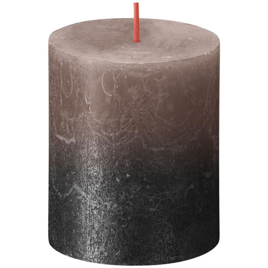 Candle Bolsius Rustic, cylindrical, Christmas, Sunset Creamy Caramel+ Anthracite, 80/68 mm