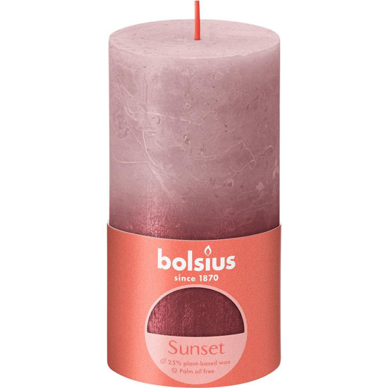 Küünal Bolsius Rustic, Christmas Sunset Ash Rose+ Red, 130/68 mm