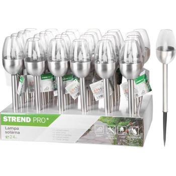 Strend Pro Candle lamp, solar, 1x LED, stainless steel, 6x28 cm, Sellbox 24 pcs