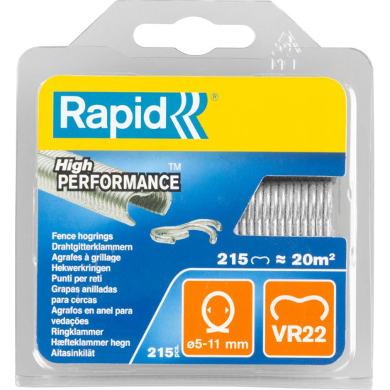 Klambrid RAPID VR22, Zn, klambrid köitmistangidele FP222 ja FP20, traadile 5-11 mm, pak. 215 tk Klambrid RAPID VR22, Zn, klambrid köitmistangidele FP222 ja FP20, traadile 5-11 mm, pak. 215 tk