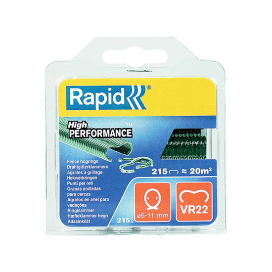 Klambrid RAPID VR22, PVC roheline, klambrid tangidele RAPID FP222 ja FP20, traadile 5-11 mm, pak. 215 tk Klambrid RAPID VR22, PVC roheline, klambrid tangidele RAPID FP222 ja FP20, traadile 5-11 mm, pak. 215 tk