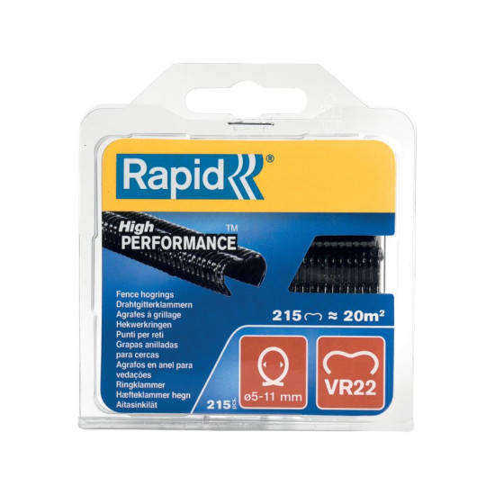 Klambrid RAPID VR22, must PVC, klambrid tangidele RAPID FP222 ja FP20, traadile 5-11 mm, pak. 215 tk Klambrid RAPID VR22, must PVC, klambrid tangidele RAPID FP222 ja FP20, traadile 5-11 mm, pak. 215 tk