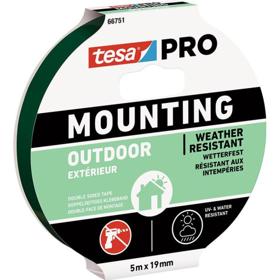 Лента tesа® Mounting рRO Outdoor, монтажная, двусторонняя, клейкая, 19 мм, L-5 м Лента tesа® Mounting рRO Outdoor, монтажная, двусторонняя, клейкая, 19 мм, L-5 м