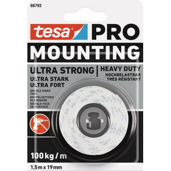 tesa® Mounting PRO Ultra Strong tape, mounting, double-sided, adhesive, 19 mm, L-1.5 m tesa® Mounting PRO Ultra Strong tape, mounting, double-sided, adhesive, 19 mm, L-1.5 m