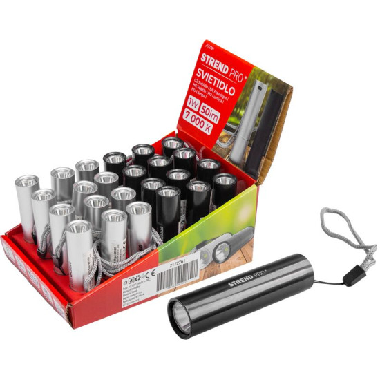 Strend Pro taskulamp NX1051, 50 lm, USB laadimine, must/hõbedane, 77x19 mm, müügikarp 24 tk