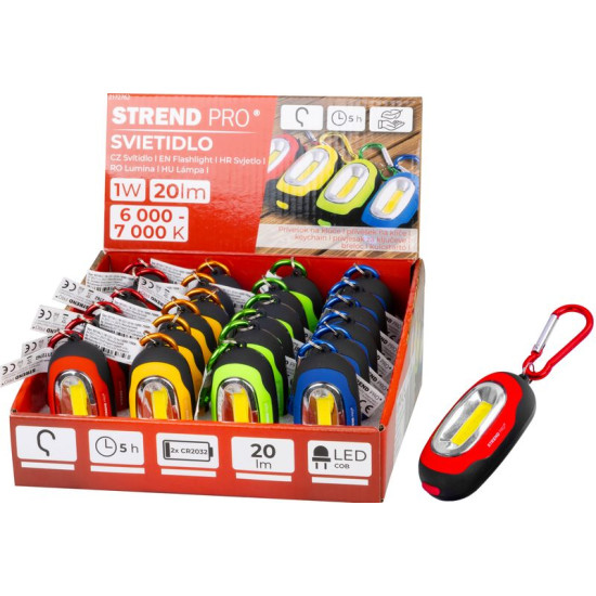Strend Pro Keychain lamp, võtmehoidja, ripats, karabiiniga, segavärvid, LED 20 lm, 70x34x24 mm, Müüa karp 24 tk Strend Pro Keychain lamp, võtmehoidja, ripats, karabiiniga, segavärvid, LED 20 lm, 70x34x24 mm, Müüa karp 24 tk