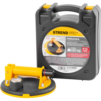 Strend Pro glass holder, suction, 1-dome, with pressure gauge, 20 cm, max. 120 kg