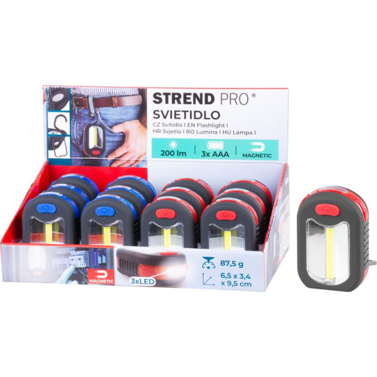 Strend Pro töövalgusti, ripats, LED 200 lm, magnet, klambriga, punane/sinine, 3x AAA, Müüa karp 12 tk Strend Pro töövalgusti, ripats, LED 200 lm, magnet, klambriga, punane/sinine, 3x AAA, Müüa karp 12 tk