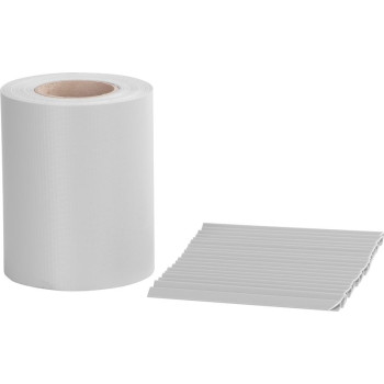 Лента Strend Pro EUROSTANDARD, 190 мм, L-35 м, экранирующая, серая, защитная, для панелей забора, с 20 клипсами, 450 г/м2, ПВХ, RAL7040