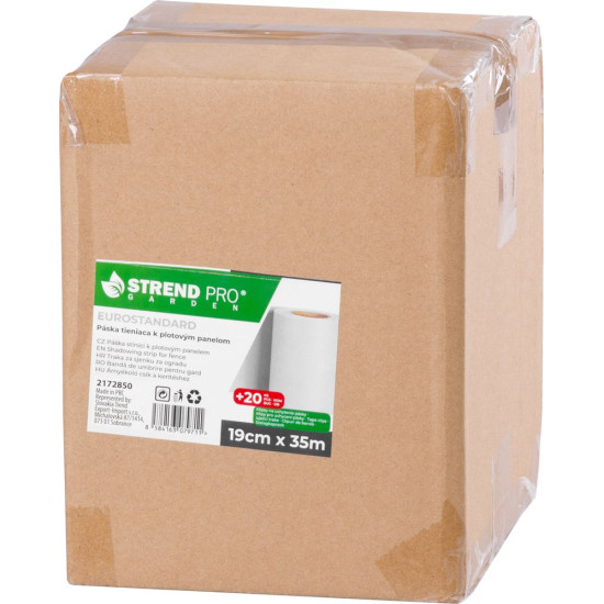 Tape Strend Pro EUROSTANDARD, 190 mm, L-35 m, shielding, gray, covering, for fence panels, with 20 clips, 450 g/m2, PVC, RAL7040 Tape Strend Pro EUROSTANDARD, 190 mm, L-35 m, shielding, gray, covering, for fence panels, with 20 clips, 450 g/m2, PVC, RAL7040