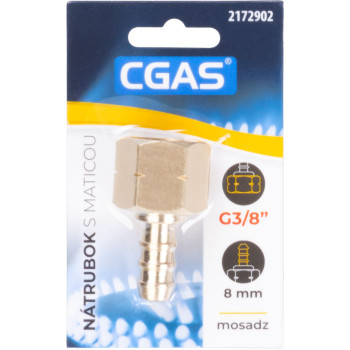 CGAS nozzle, for gas, one-way, thread G G3/8"-LH, with nut