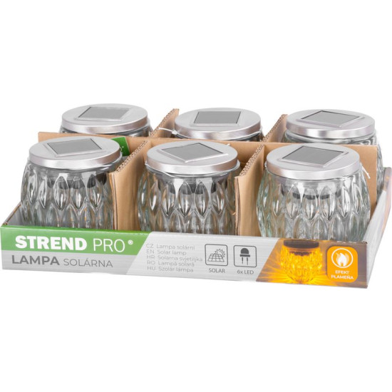 Strend Pro Garden lamp, päikeseenergia, leegi efekt, 6x LED, soe valge, 10x10 cm, Sellbox 6 tk