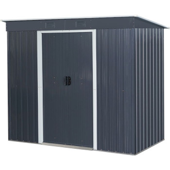 Strend Pro garden playhouse, sheet metal, anthracite, with base, 217x110x174 cm