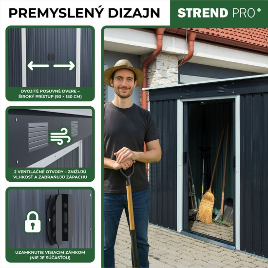 Strend Pro garden playhouse, sheet metal, anthracite, with base, 217x110x174 cm Strend Pro garden playhouse, sheet metal, anthracite, with base, 217x110x174 cm