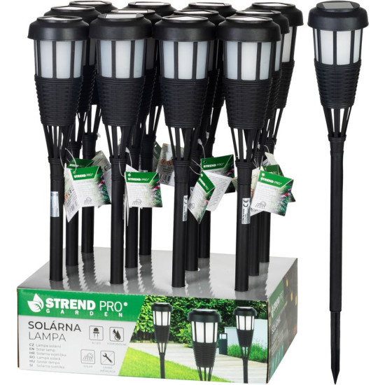 Светильник Strend Pro Garden, фонарик, на солнечной батарее, черный, 6 светодиодов, 7,5x51 см