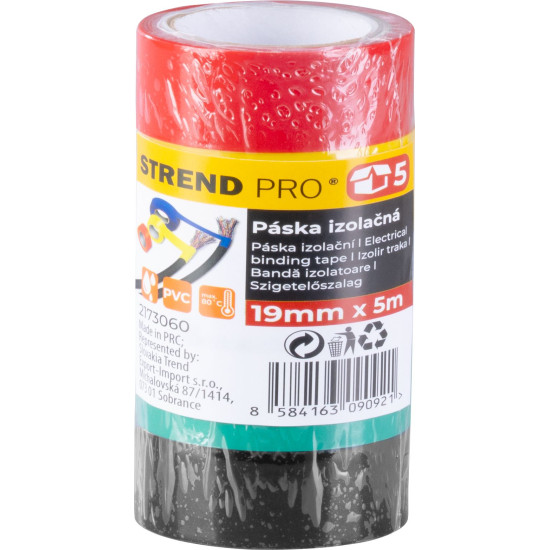 Лента Strend Pro, 19 мм, L-5 м, ПВХ, макс. 80°C, 600 w, изоляционная, 5 шт. Лента Strend Pro, 19 мм, L-5 м, ПВХ, макс. 80°C, 600 w, изоляционная, 5 шт.
