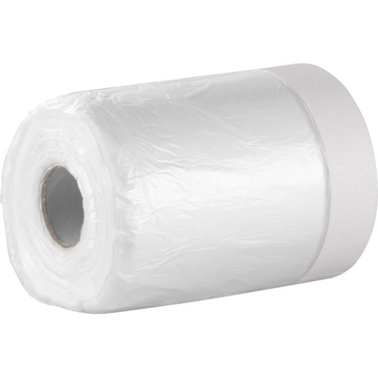 Foil covering Pro, 550 mm, L-30 m, PE, painters, with masking adhesive tape, covering on the floor Foil covering Pro, 550 mm, L-30 m, PE, painters, with masking adhesive tape, covering on the floor