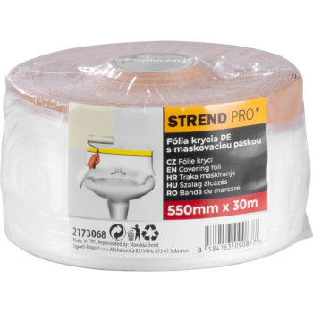 Foil covering Pro, 550 mm, L-30 m, PE, painters, with fabric adhesive tape, covering on the floor