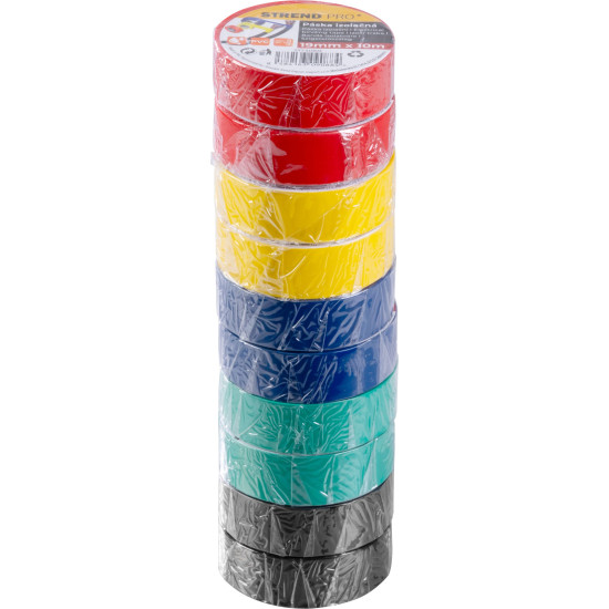 Tape Strend Pro, 19 mm, L-10 m, PVC, max. 80°C, 600V, insulating, various colors, adhesive, pack of 10 pcs. Tape Strend Pro, 19 mm, L-10 m, PVC, max. 80°C, 600V, insulating, various colors, adhesive, pack of 10 pcs.