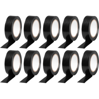 Tape Strend Pro, 19 mm, L-10 m, max. 80°C, 600V, black, insulating, adhesive, PVC, pack. 10 pcs