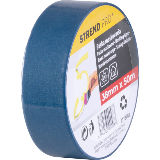 Strend Pro tape, 38 mm, L-50 m, masking, blue, UV stable, exterior, adhesive Strend Pro tape, 38 mm, L-50 m, masking, blue, UV stable, exterior, adhesive