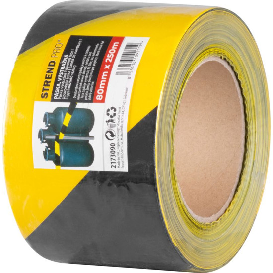 Tape Strend Pro, 80 mm, L-250 m, PE, warning, yellow/black Tape Strend Pro, 80 mm, L-250 m, PE, warning, yellow/black