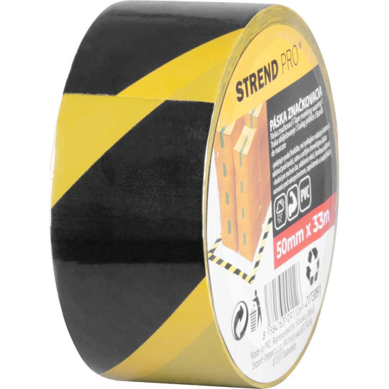 Tape Strend Pro, 50 mm, L-33 m, PVC, adhesive, warning, yellow/black Tape Strend Pro, 50 mm, L-33 m, PVC, adhesive, warning, yellow/black
