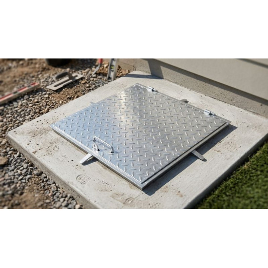 Manhole cover MC60, 600x600 mm, channel, galvanized, max. 150 kg