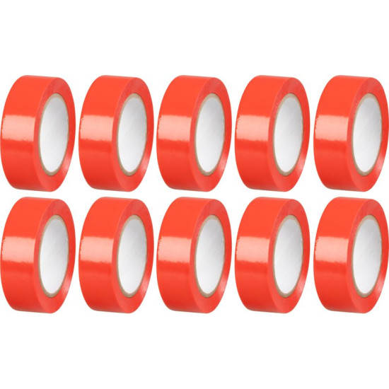 Лента Strend Pro, 19 мм, L-10 м, макс. 80°C, 600В, красная, изоляционная, клейкая, ПВХ, упаковка. 10 шт