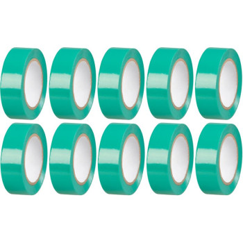 Strend Pro tape, 19 mm, L-10 m, max. 80°C, 600V, green, insulating, adhesive, PVC, packaging. 10 pcs