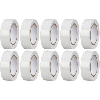 Strend Pro tape, 19 mm, L-10 m, max. 80°C, 600V, white, insulating, adhesive, PVC, packaging. 10 pcs