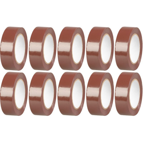 Лента Strend Pro, 19 мм, L-10 м, макс. 80°C, 600В, коричневая, изоляционная, клейкая, ПВХ, упаковка. 10 шт