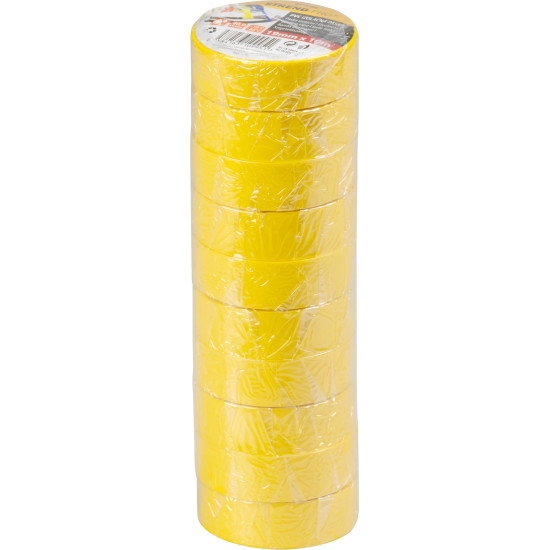 Strend Pro teip, 19 mm, L-10 m, max 80°C, 600V, kollane, isoleeriv, liim, PVC, pakend. 10 tk