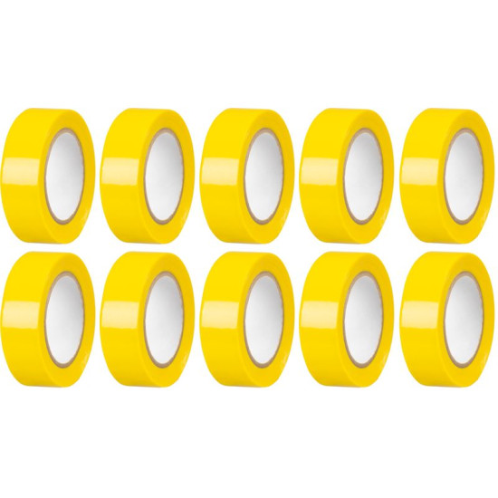 Strend Pro teip, 19 mm, L-10 m, max 80°C, 600V, kollane, isoleeriv, liim, PVC, pakend. 10 tk