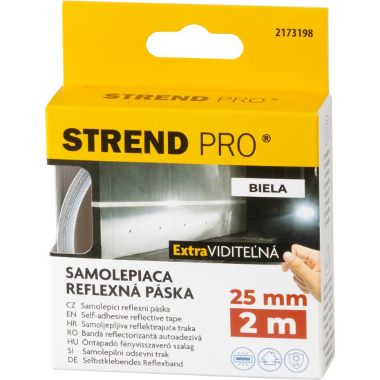 Лента Strend Pro, 25 мм, L-2 m, белая, отражающая